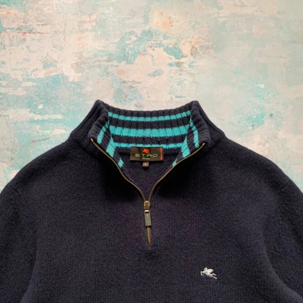 Etro Navy Sweater with Blue Accents
